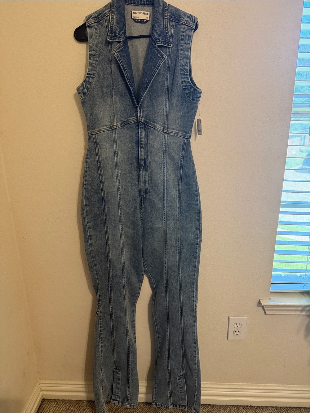 Free People Medium Wash Denim Jumpsuit - NWT